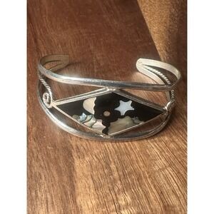 Alpaca Silvar Mexico Abalone Shell Cuff Bracelet